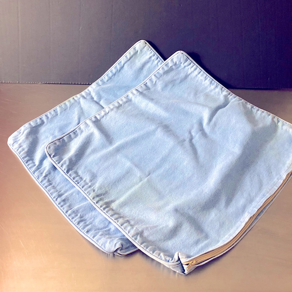 Set of 2 LW Denim Pillow Covers, full zipper entry